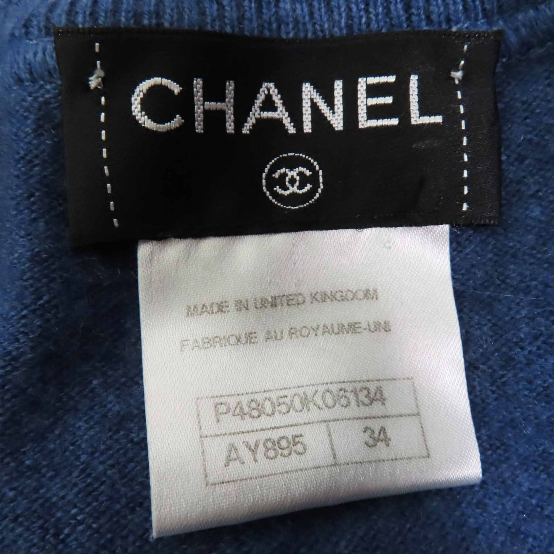 CHANEL knit Long sleeves with COCO Mark motif at hem cashmere Women 34 P48050