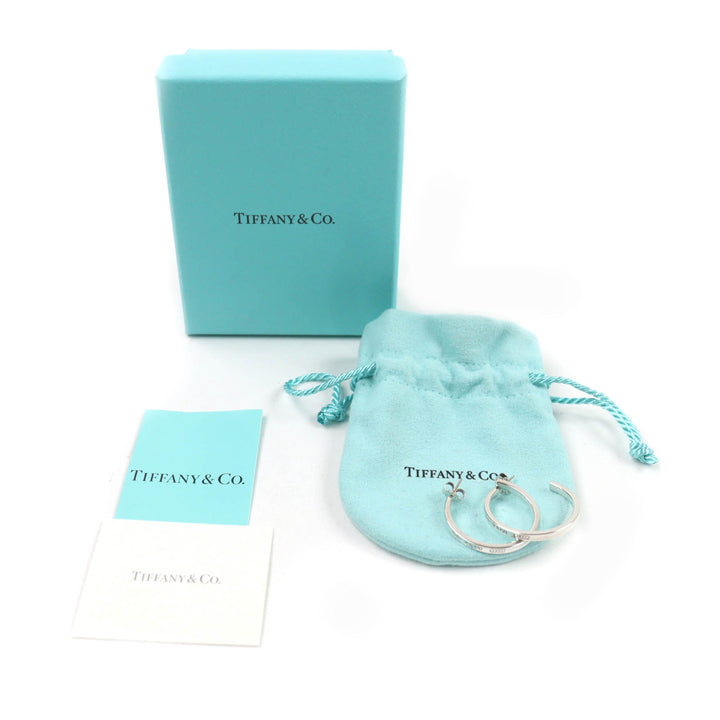Great TIFFANY&Co. Pierce 1837 Narrow Hoop Earrings Wide Silver SV925 Women