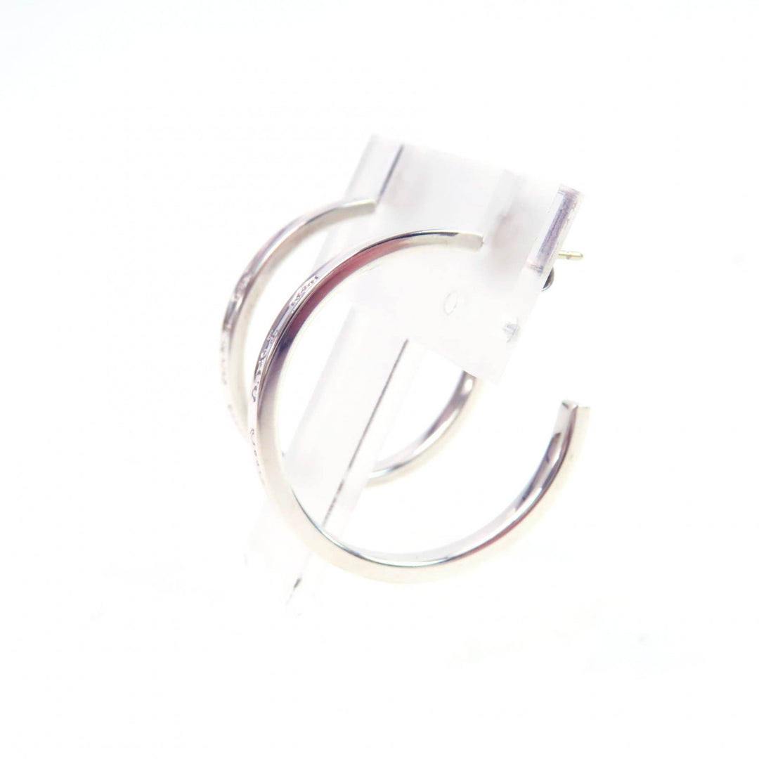Great TIFFANY&Co. Pierce 1837 Narrow Hoop Earrings Wide Silver SV925 Women