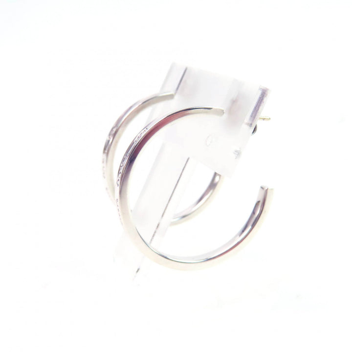 Great TIFFANY&Co. Pierce 1837 Narrow Hoop Earrings Wide Silver SV925 Women