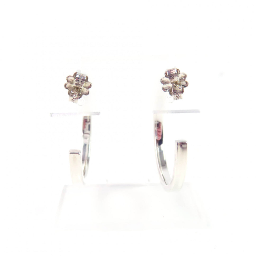Great TIFFANY&Co. Pierce 1837 Narrow Hoop Earrings Wide Silver SV925 Women