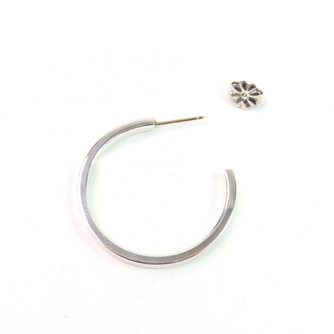Great TIFFANY&Co. Pierce 1837 Narrow Hoop Earrings Wide Silver SV925 Women