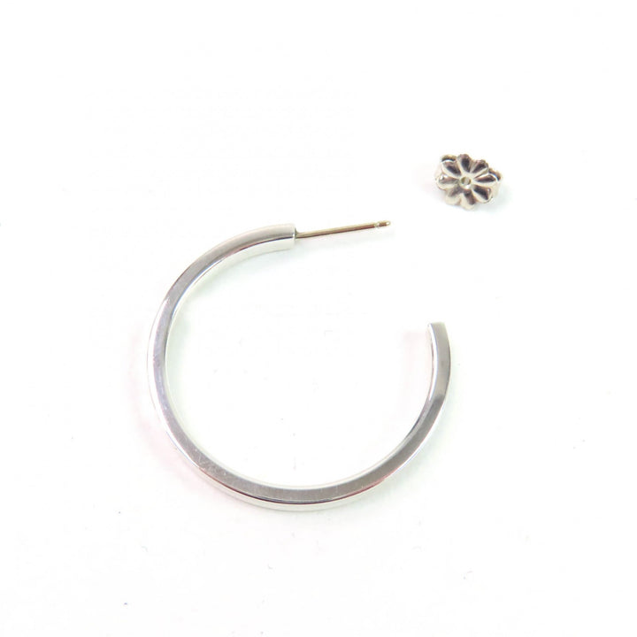Great TIFFANY&Co. Pierce 1837 Narrow Hoop Earrings Wide Silver SV925 Women