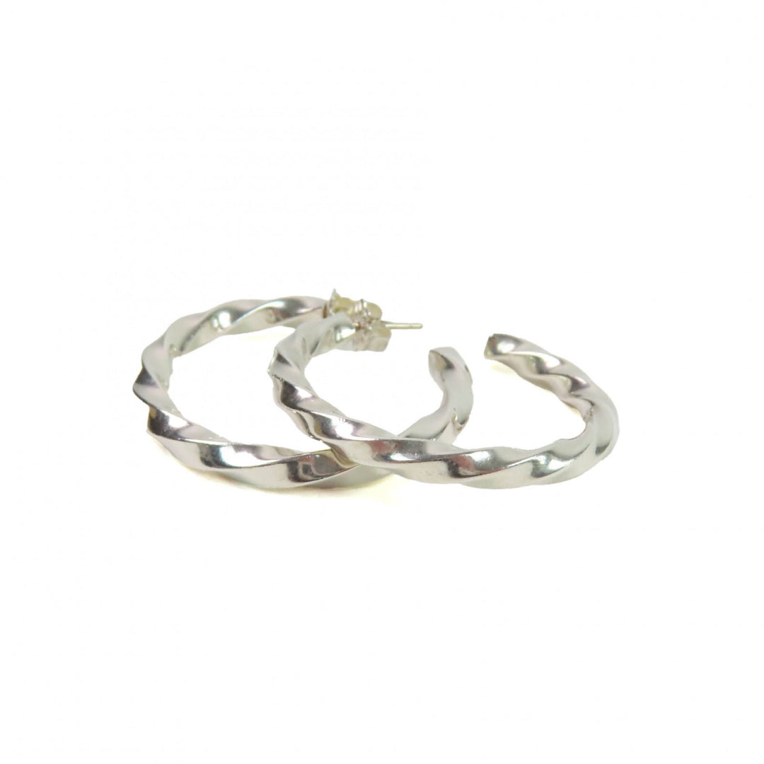 Very Good TIFFANY&Co. Pierce Volume Twist Edge Hoop Silver SV925 Women