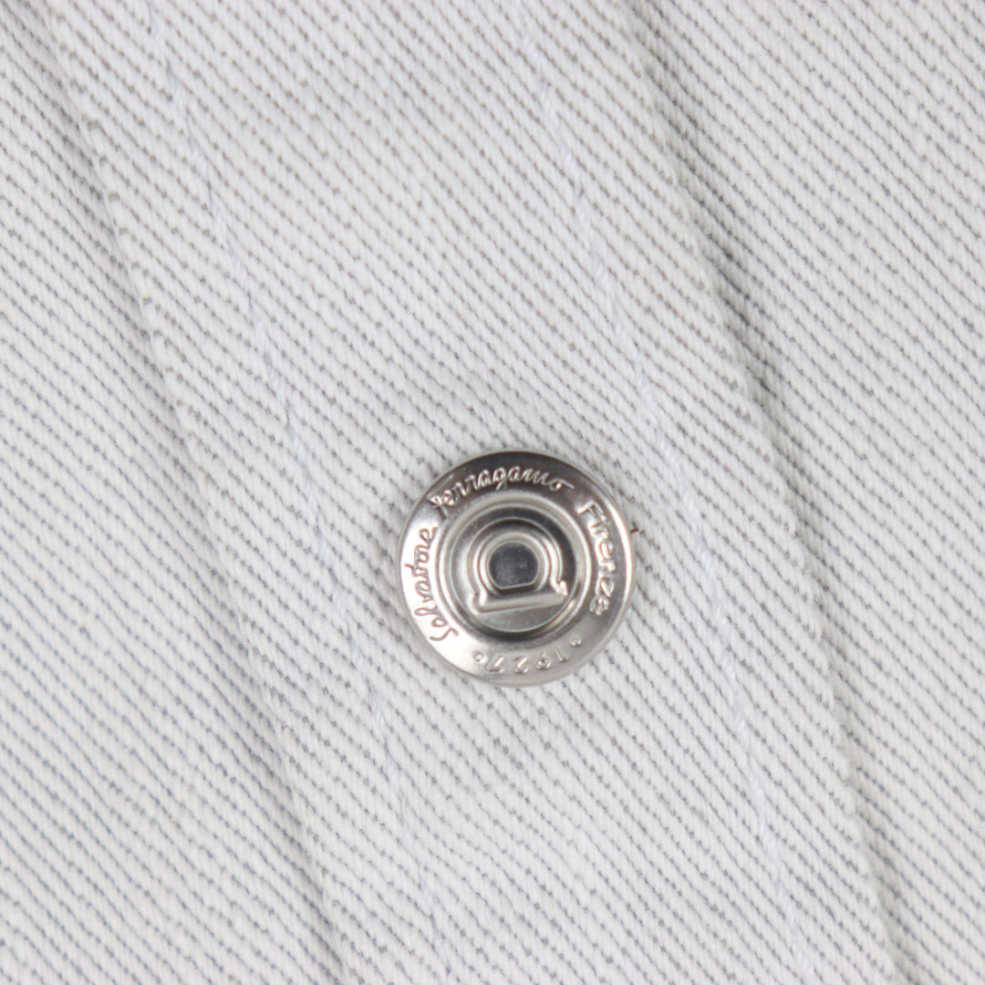 Great Salvatore Ferragamo Denim Jacket Elbow Patches Gancini Buttons mens 50