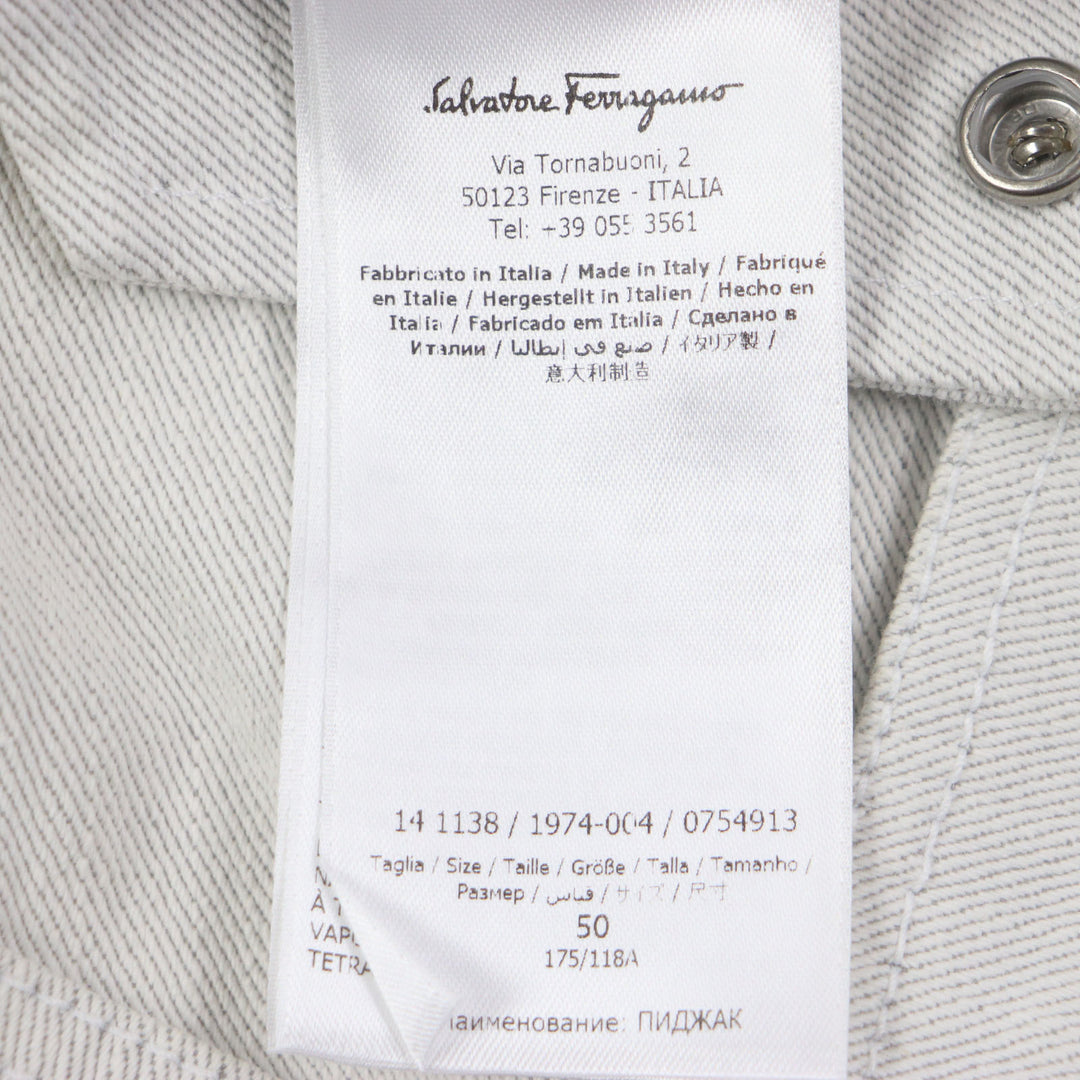 Great Salvatore Ferragamo Denim Jacket Elbow Patches Gancini Buttons mens 50