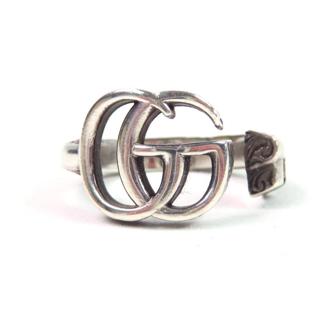 Great GUCCI Ring Double G key motif ring Arabesque Silver AG925 Women 10 627760