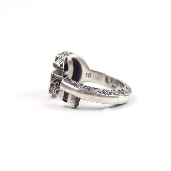 Great GUCCI Ring Double G key motif ring Arabesque Silver AG925 Women 10 627760