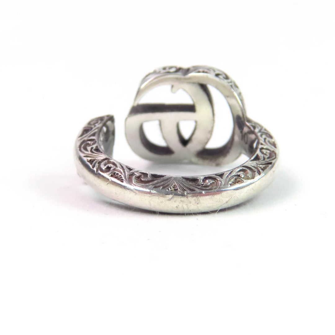 Great GUCCI Ring Double G key motif ring Arabesque Silver AG925 Women 10 627760