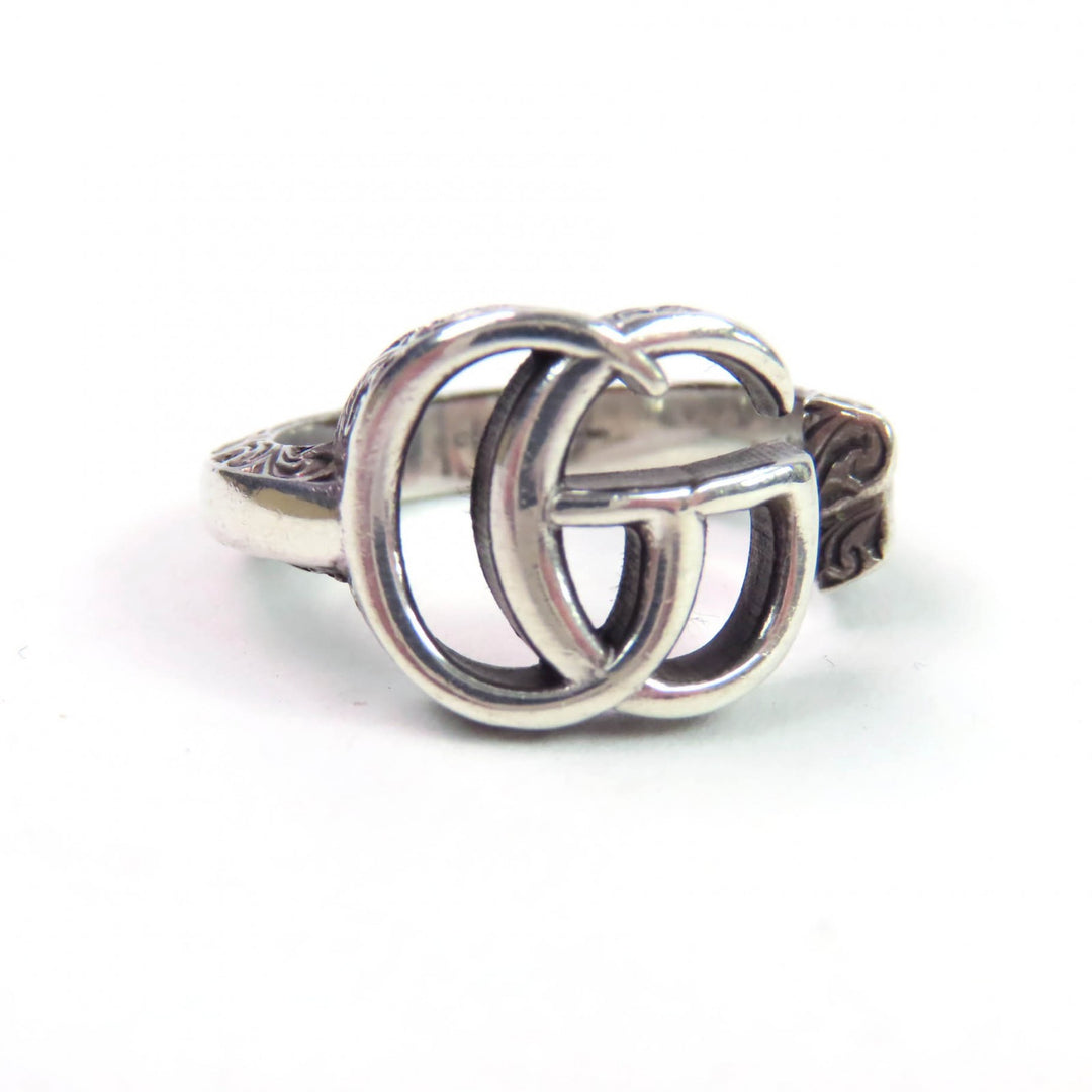 Great GUCCI Ring Double G key motif ring Arabesque Silver AG925 Women 10 627760