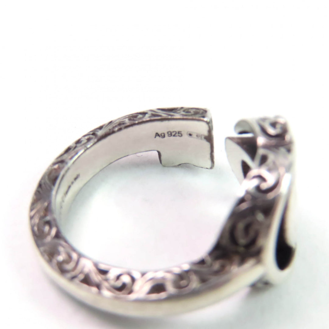 Great GUCCI Ring Double G key motif ring Arabesque Silver AG925 Women 10 627760