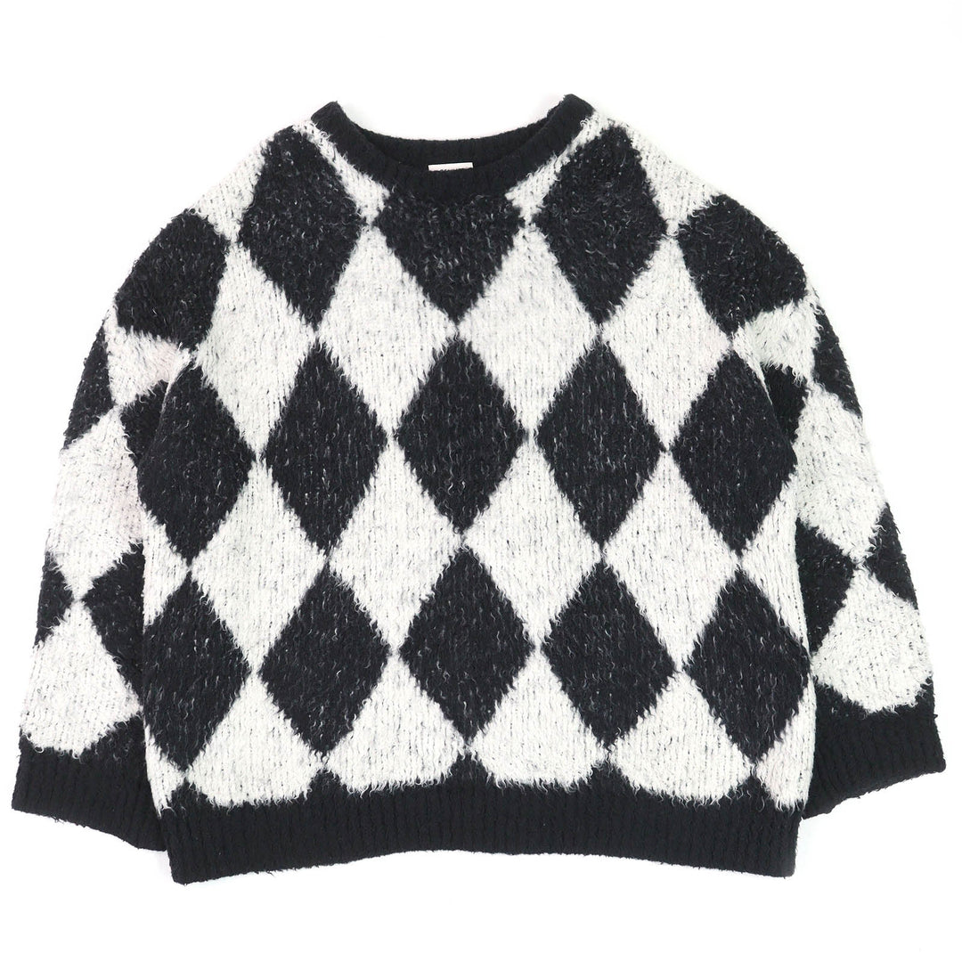 Great CELINE knit Surf style argyle boxy crew neck long sleeve mens S 2AF46974T
