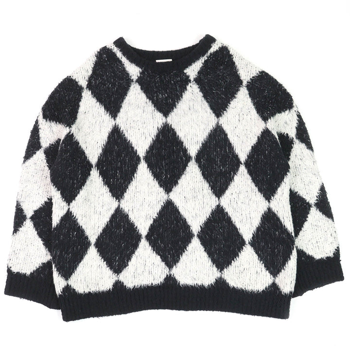 Great CELINE knit Surf style argyle boxy crew neck long sleeve mens S 2AF46974T