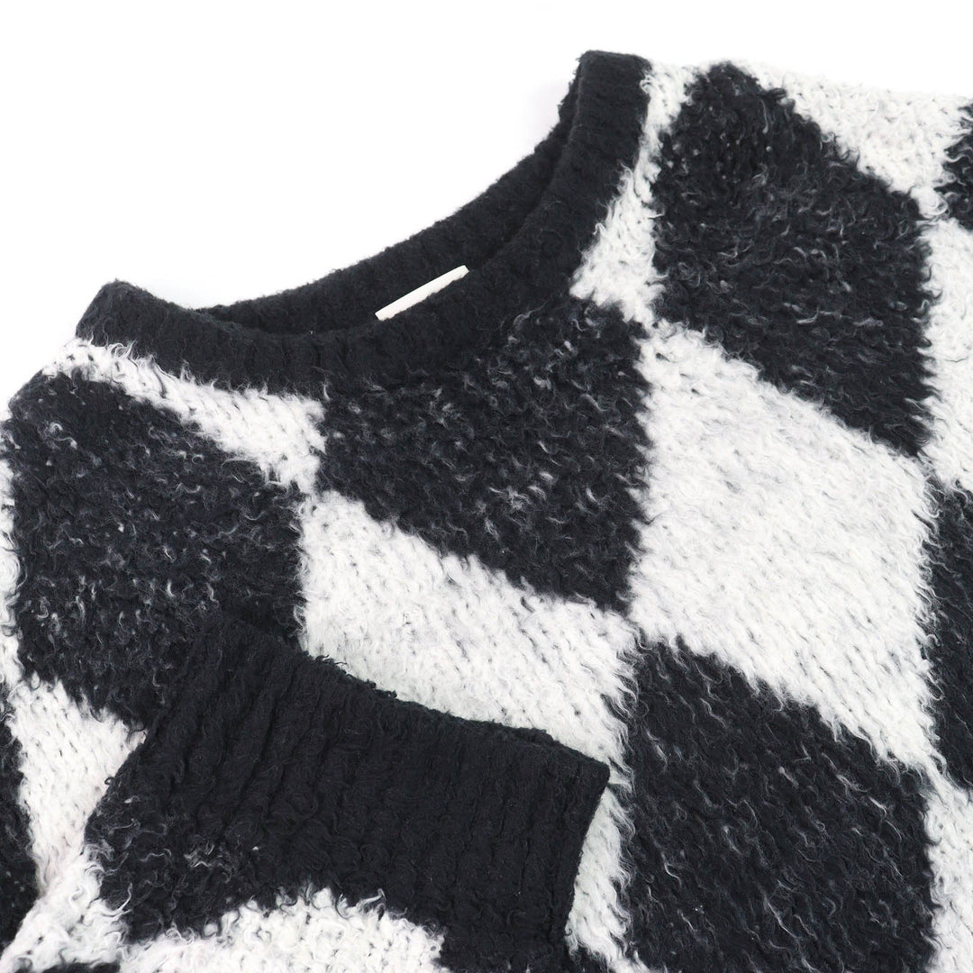 Great CELINE knit Surf style argyle boxy crew neck long sleeve mens S 2AF46974T