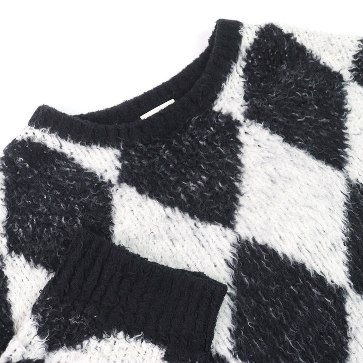 Great CELINE knit Surf style argyle boxy crew neck long sleeve mens S 2AF46974T