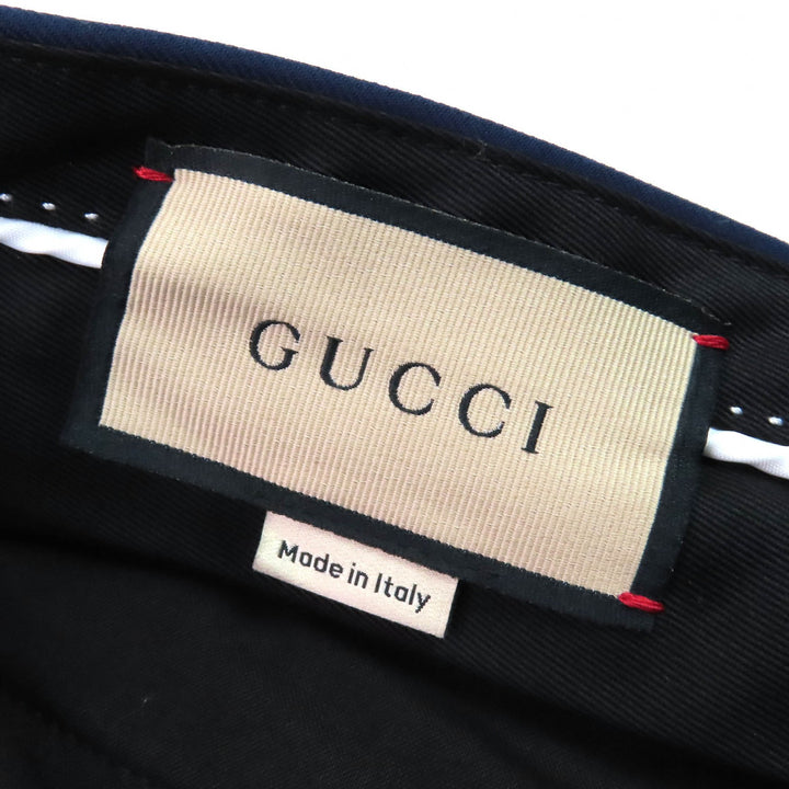 Excellent GUCCI slacks GG Marmont Webline blue wool mens 46 698813