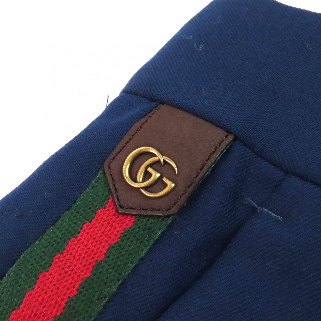Excellent GUCCI slacks GG Marmont Webline blue wool mens 46 698813