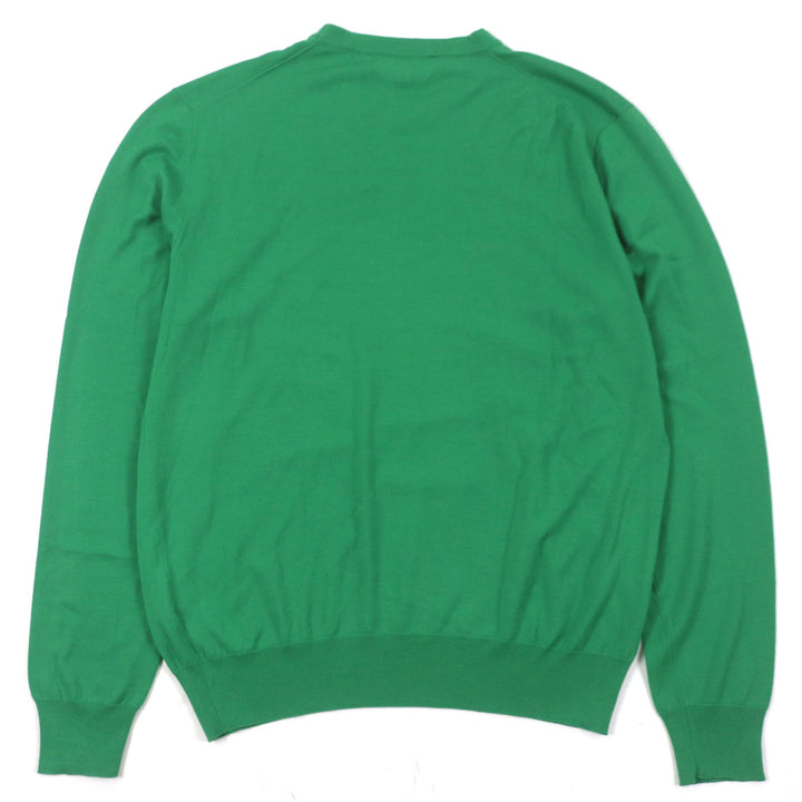 Great HERMES sweater H embroidery crew neck high gauge knit green wool mens M