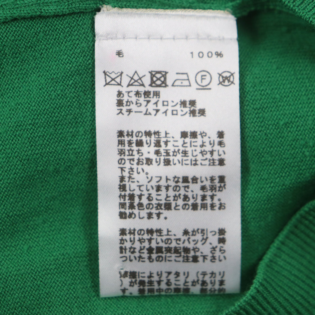 Great HERMES sweater H embroidery crew neck high gauge knit green wool mens M