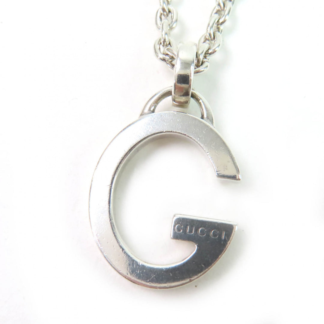 Very Good GUCCI Necklace G logo Pendant Silver AG925 Women 233936