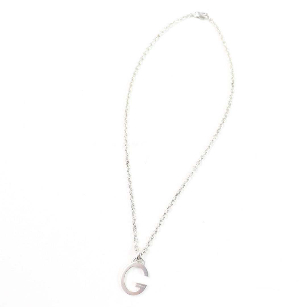 Very Good GUCCI Necklace G logo Pendant Silver AG925 Women 233936