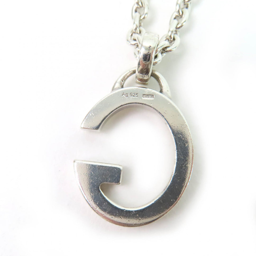 Very Good GUCCI Necklace G logo Pendant Silver AG925 Women 233936