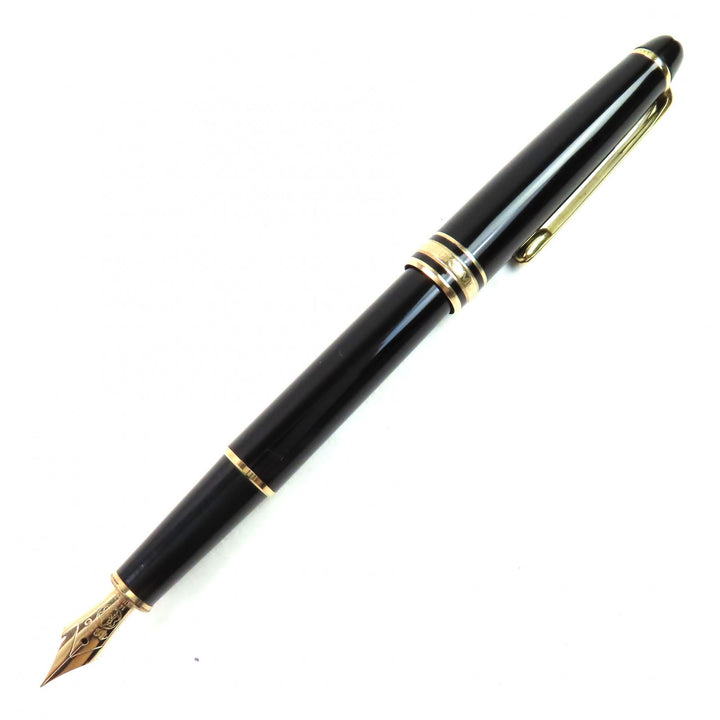 Very Good MONTBLANC fountain pen Meisterstck Classic white star Black gold 14K