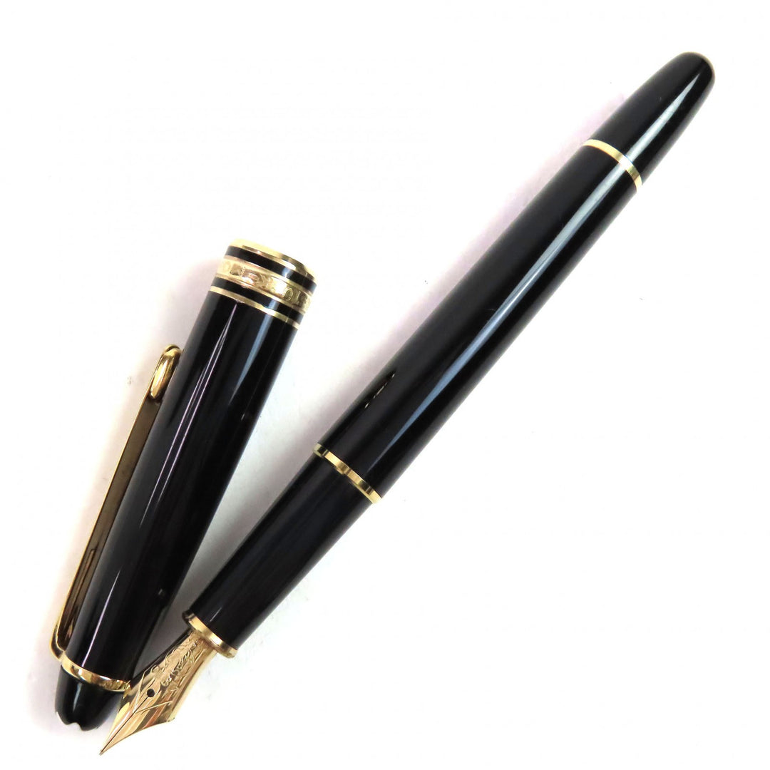 Very Good MONTBLANC fountain pen Meisterstck Classic white star Black gold 14K