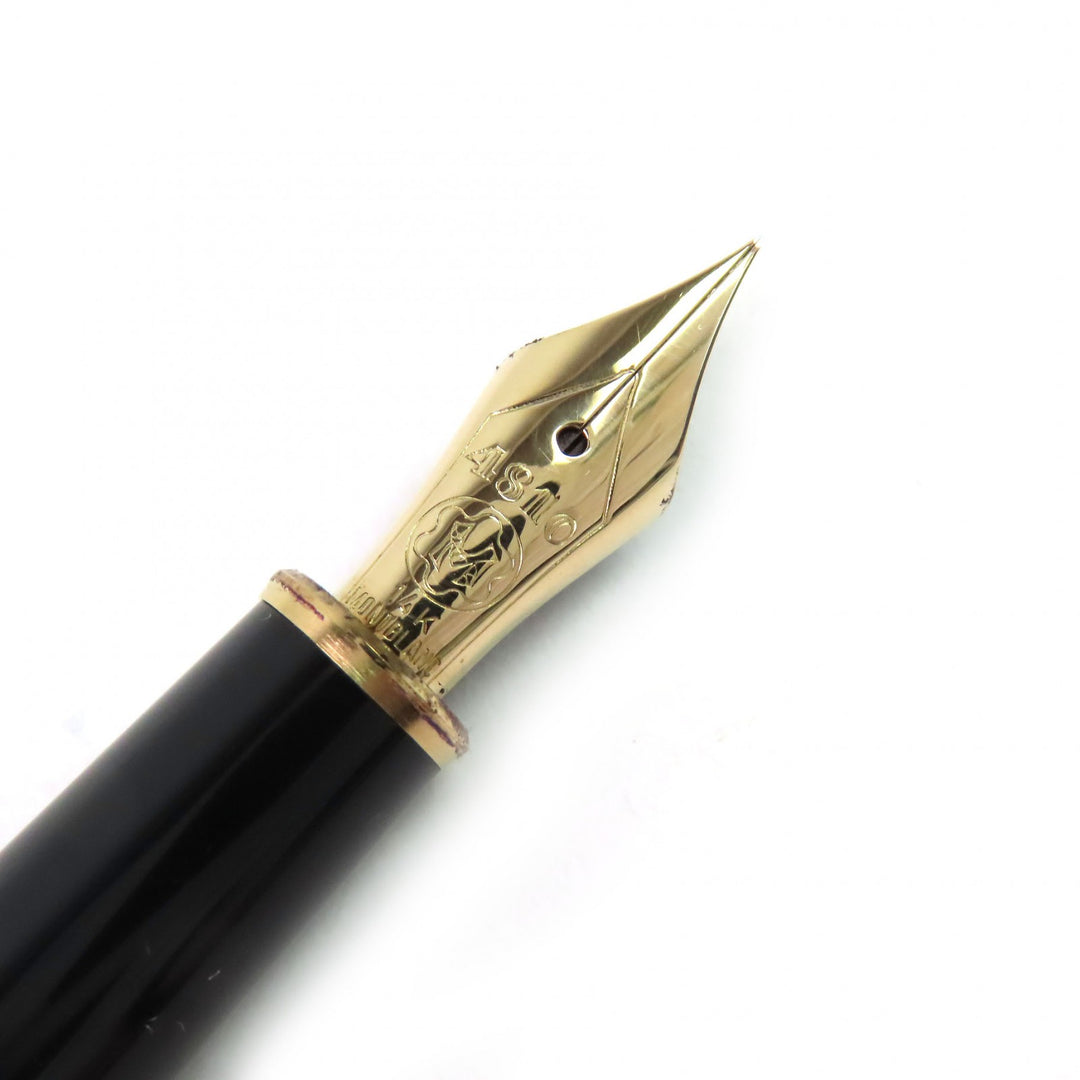 Very Good MONTBLANC fountain pen Meisterstck Classic white star Black gold 14K