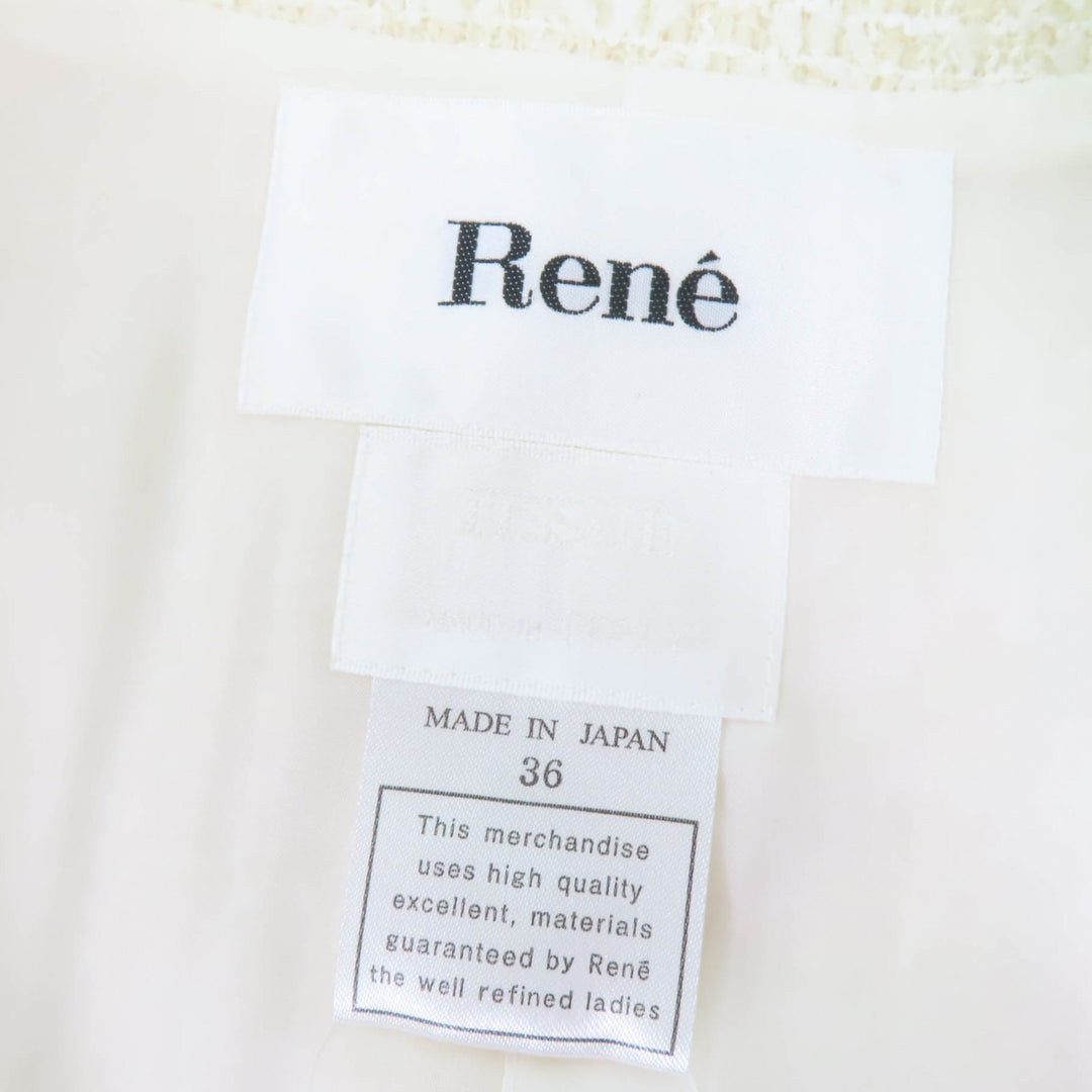 Pristine Rene coat No-collar tweed made with TISSUE fabric Ivory wool Women 36