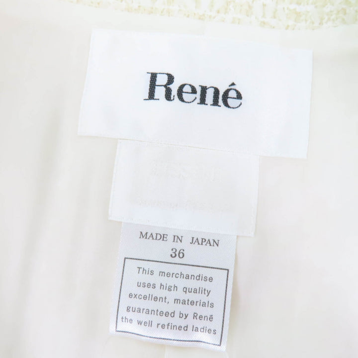 Pristine Rene coat No-collar tweed made with TISSUE fabric Ivory wool Women 36
