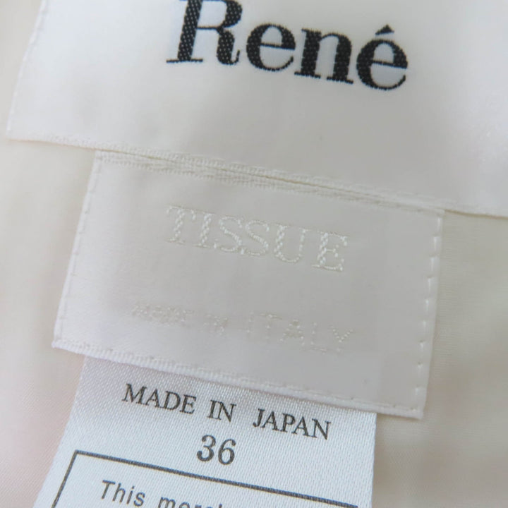 Pristine Rene coat No-collar tweed made with TISSUE fabric Ivory wool Women 36