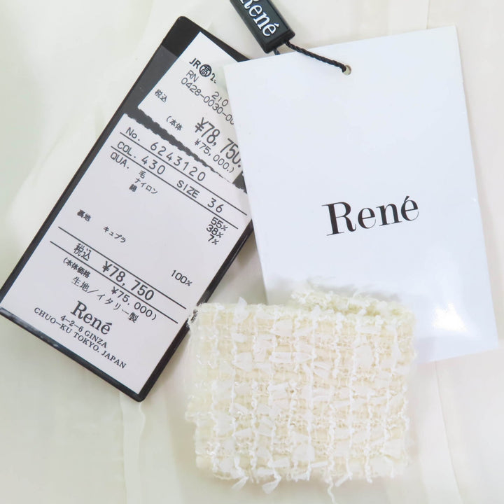 Pristine Rene coat No-collar tweed made with TISSUE fabric Ivory wool Women 36