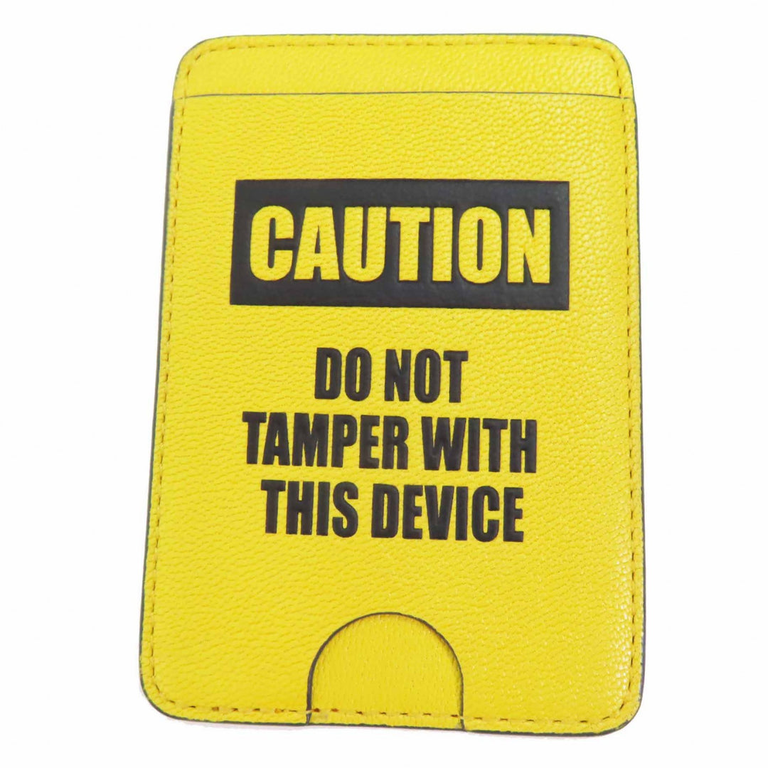 Pristine ANYA HINDMARCH Card Case Caution Magnetic Magnet yellow leather