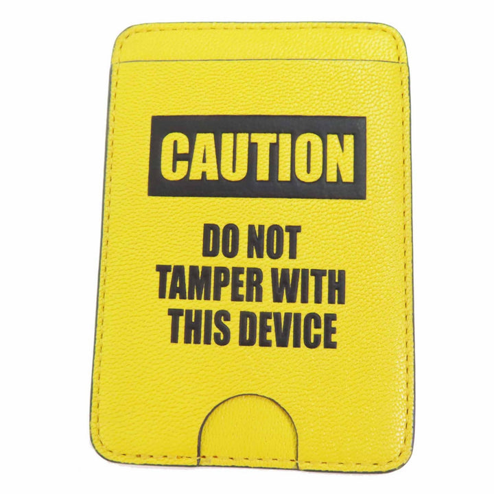 Pristine ANYA HINDMARCH Card Case Caution Magnetic Magnet yellow leather
