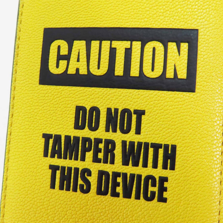Pristine ANYA HINDMARCH Card Case Caution Magnetic Magnet yellow leather