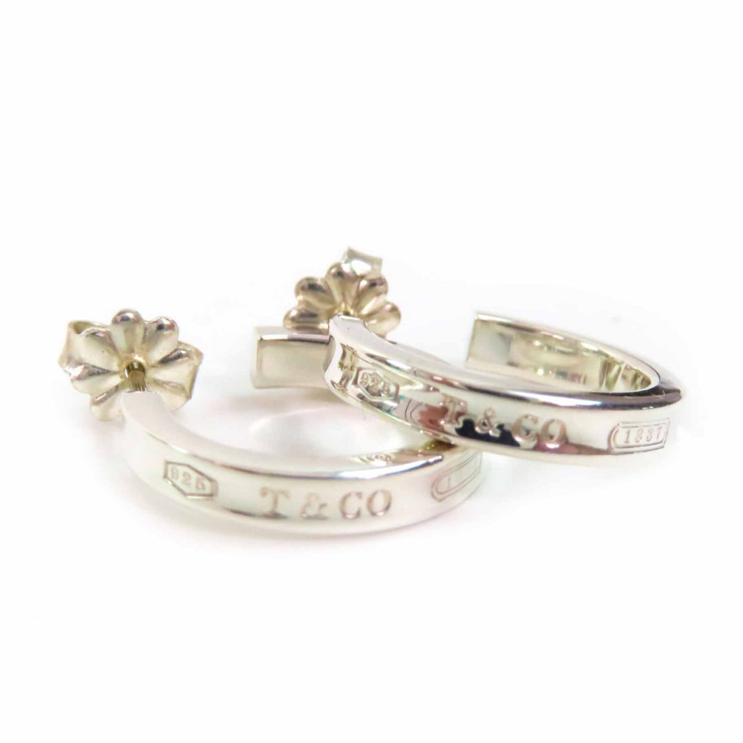 Excellent TIFFANY&Co. Pierce 1837 Narrow Hoop Earrings Silver SV925 Women