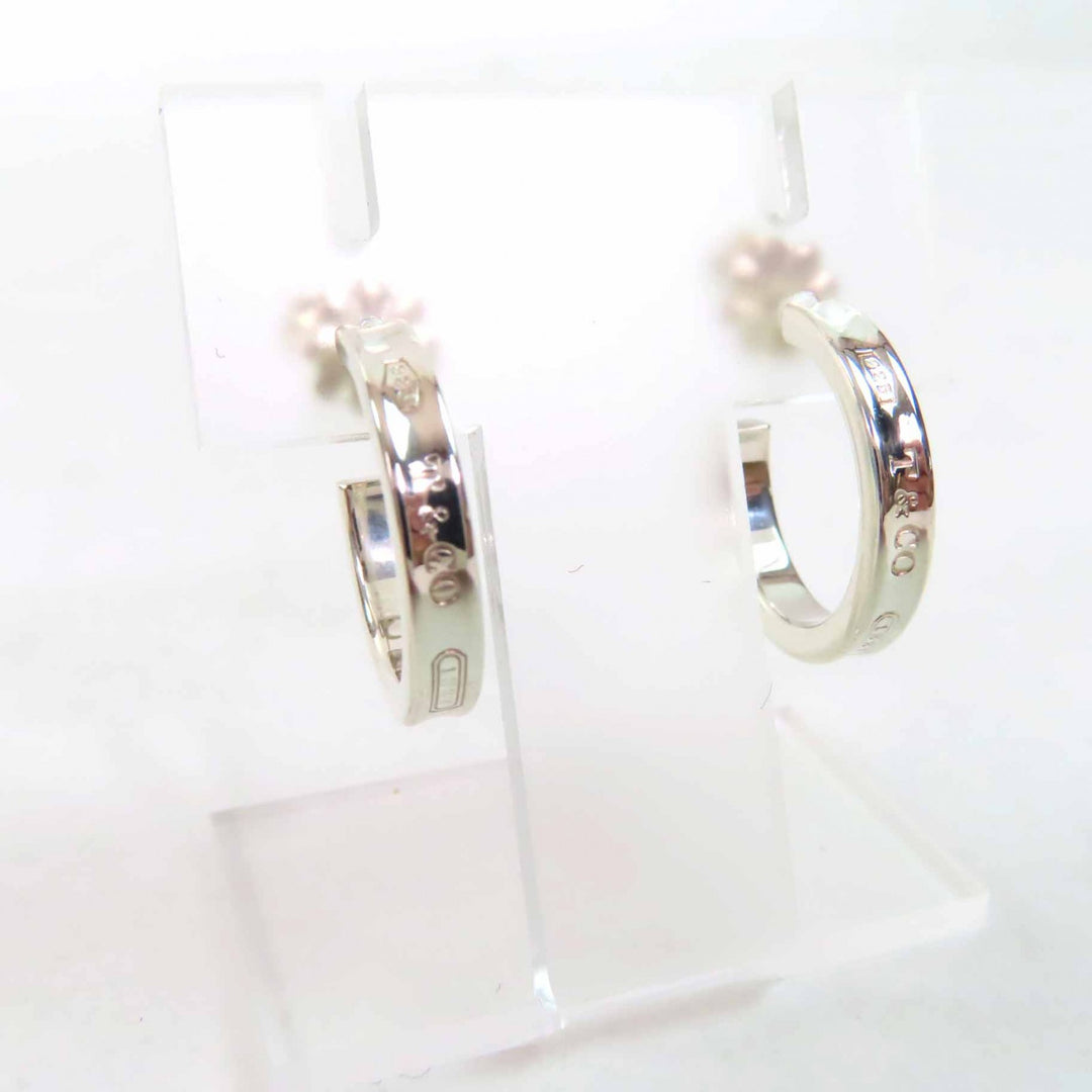 Excellent TIFFANY&Co. Pierce 1837 Narrow Hoop Earrings Silver SV925 Women