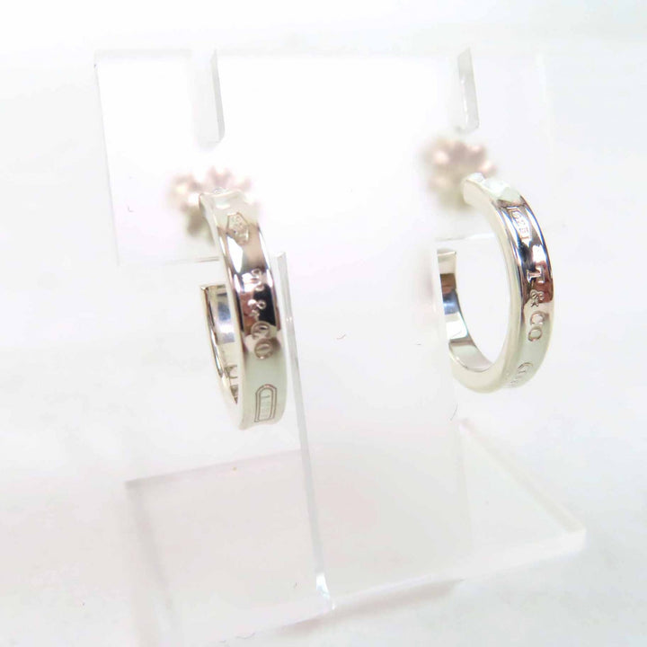 Excellent TIFFANY&Co. Pierce 1837 Narrow Hoop Earrings Silver SV925 Women