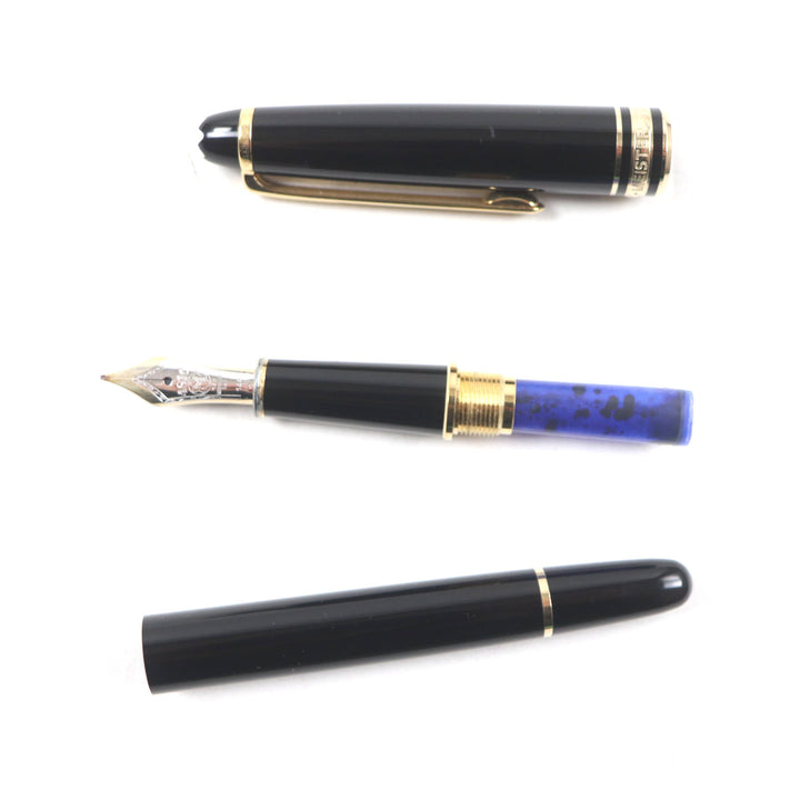 Very Good MONTBLANC fountain pen Meisterstck Classic white star Black gold 14K
