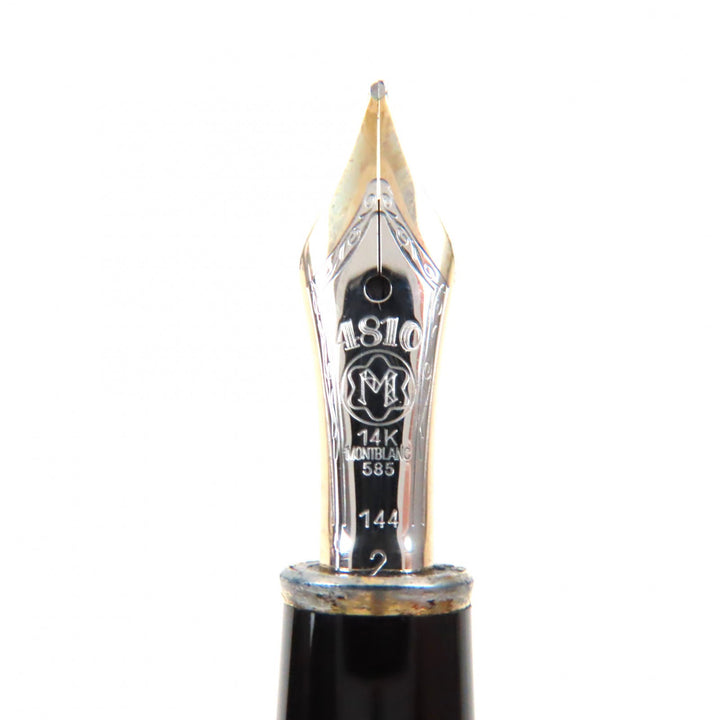 Very Good MONTBLANC fountain pen Meisterstck Classic white star Black gold 14K