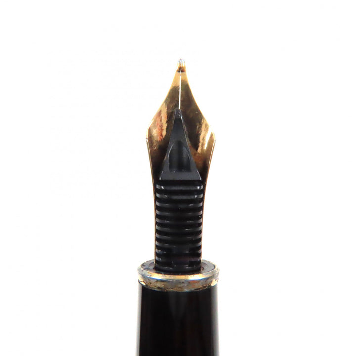 Very Good MONTBLANC fountain pen Meisterstck Classic white star Black gold 14K