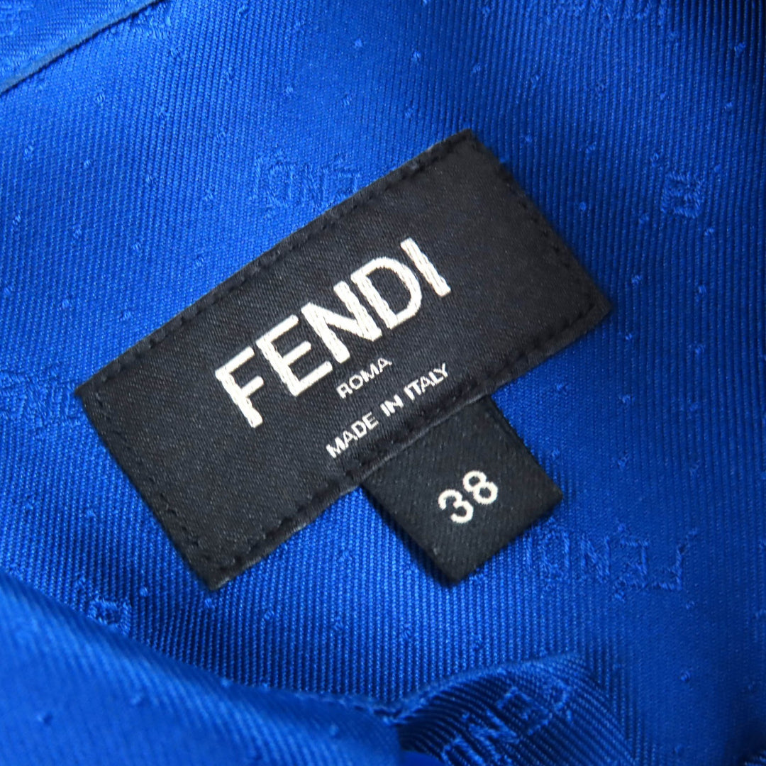 Great FENDI Short sleeve shirt all-over pattern logo button blue silk mens 38