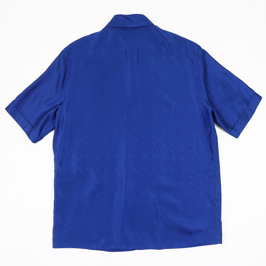 Great FENDI Short sleeve shirt all-over pattern logo button blue silk mens 38