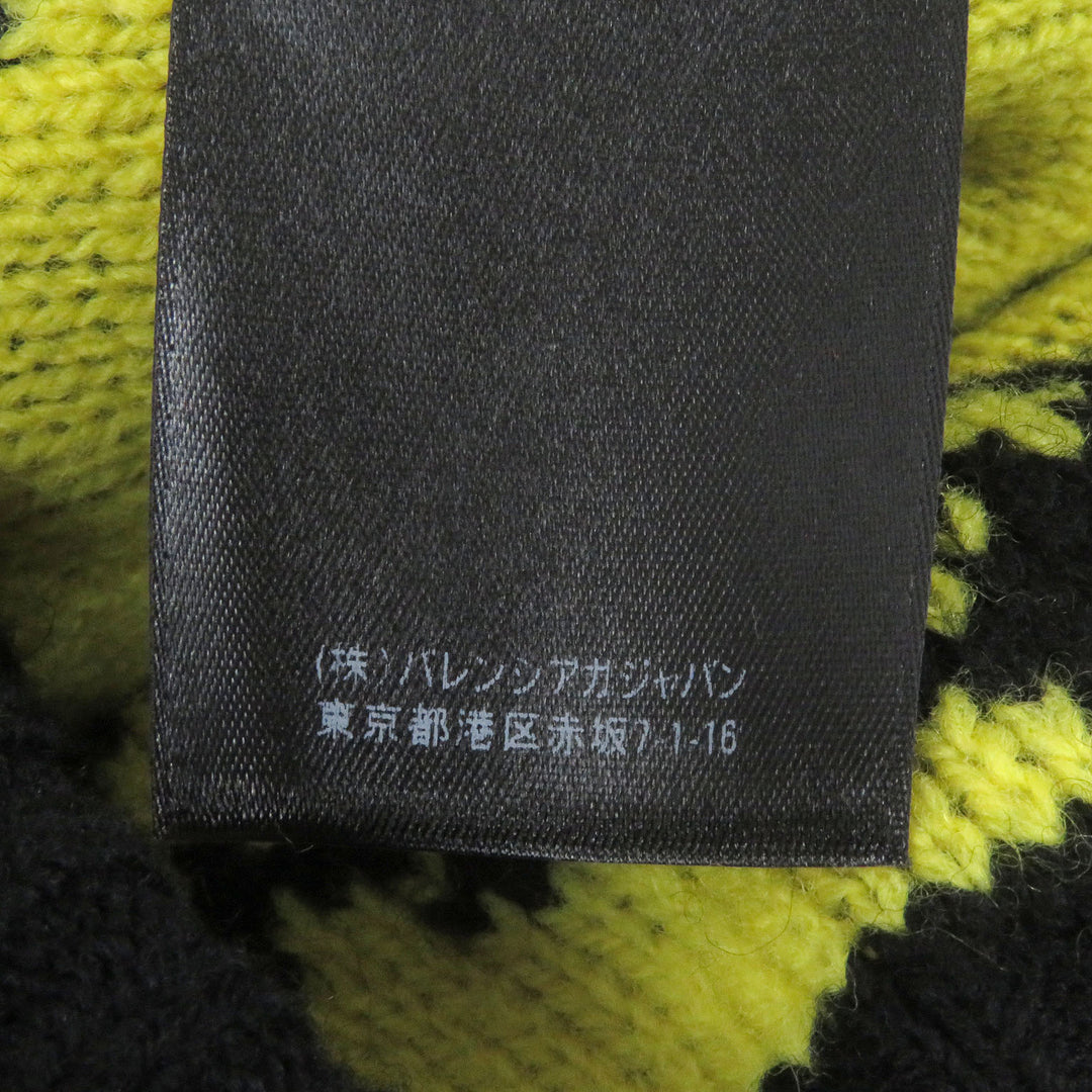 Excellent BALENCIAGA cardigan Jacquard logo oversized knit black wool mens S