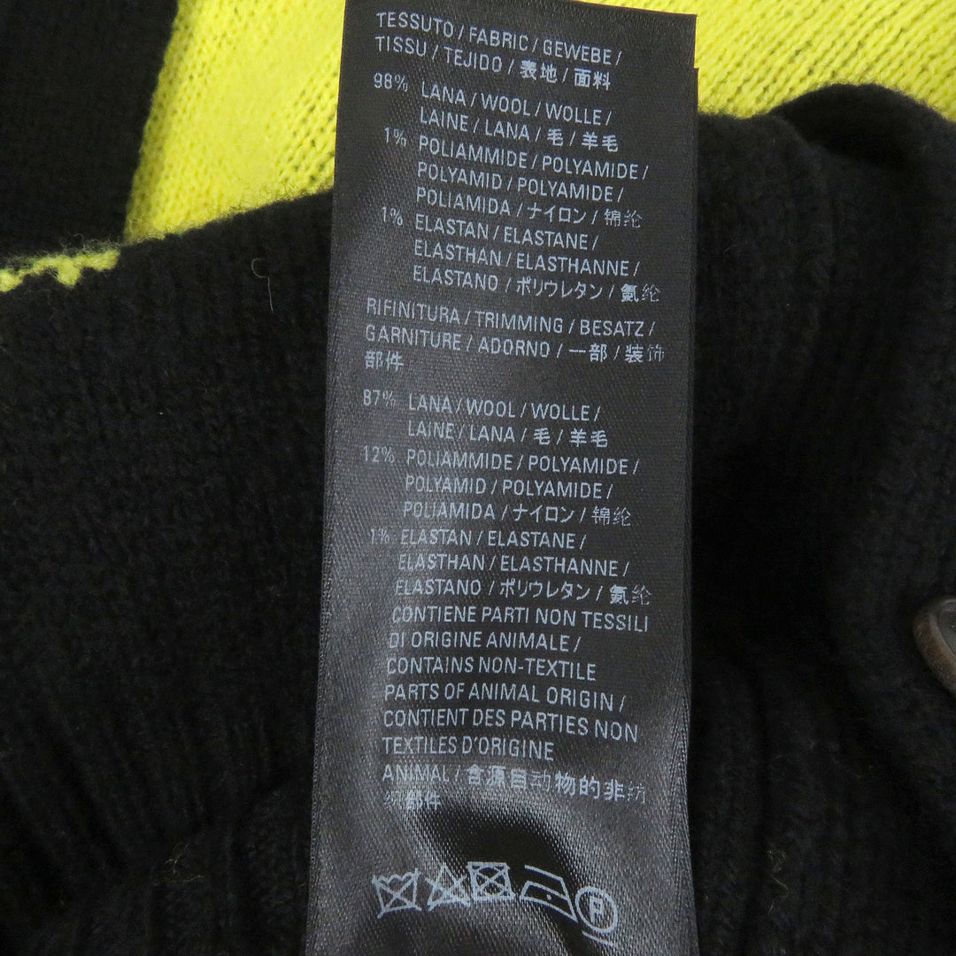 Excellent BALENCIAGA cardigan Jacquard logo oversized knit black wool mens S