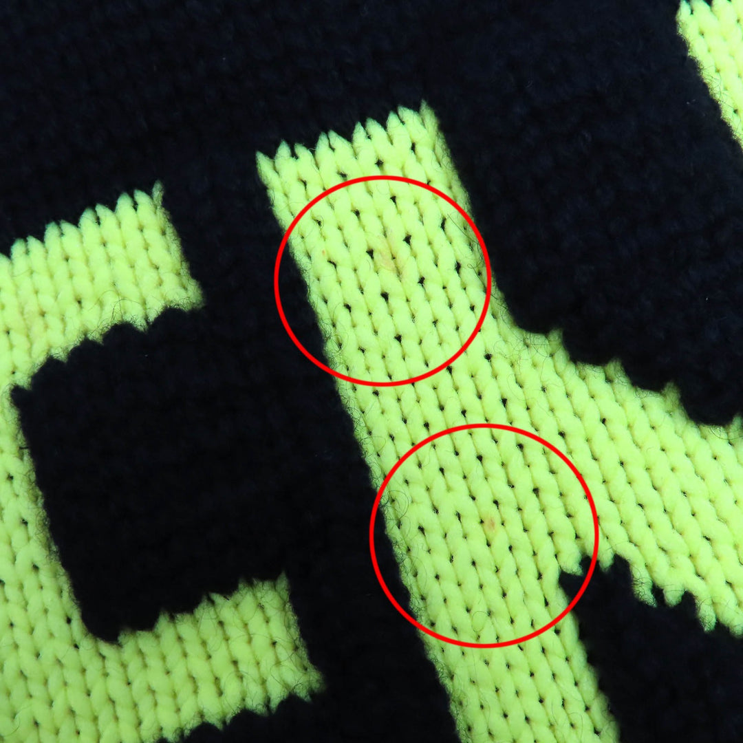 Great FENDI knit long sleeve knit sweater Black neon yellow cashmere mens 54