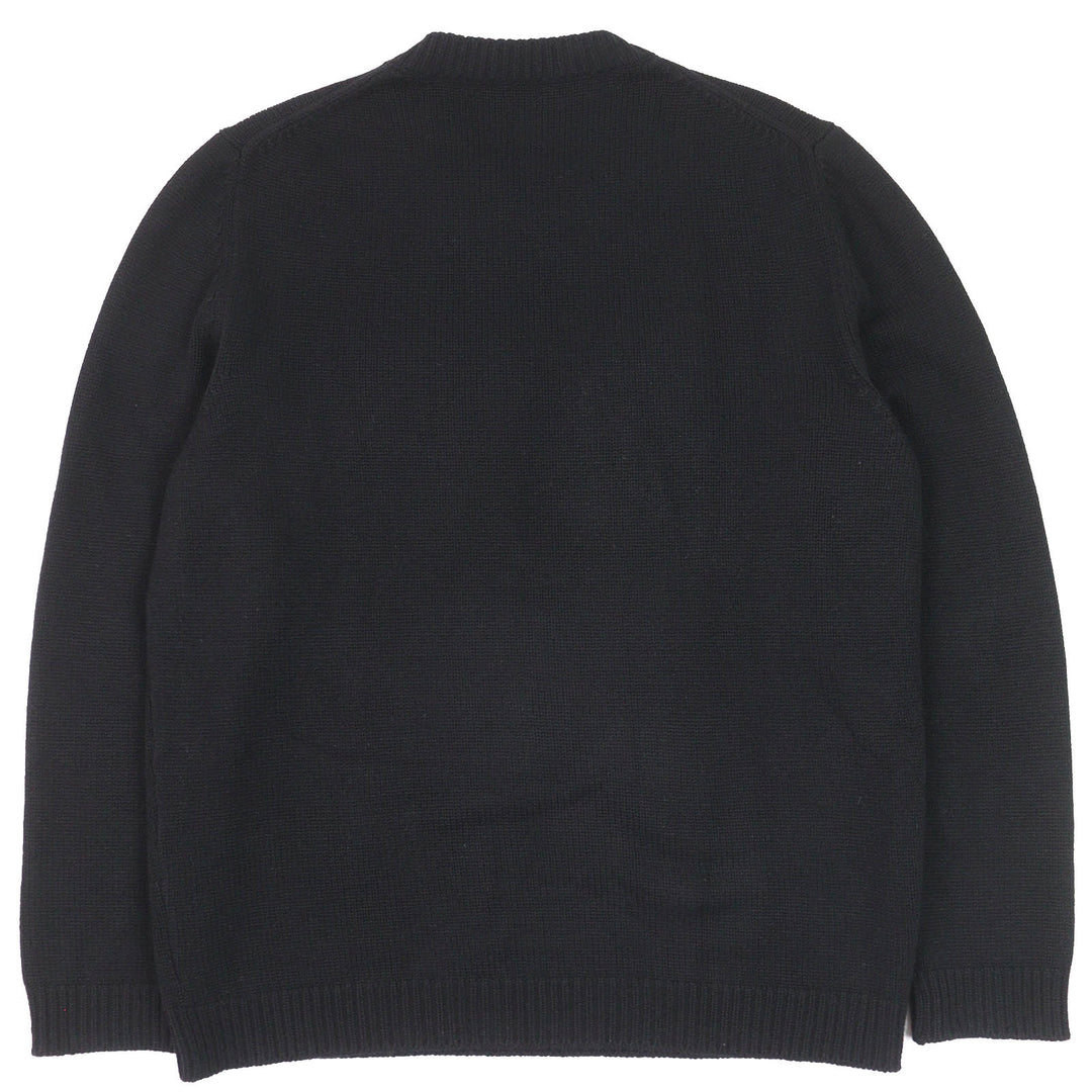 Great FENDI knit long sleeve knit sweater Black neon yellow cashmere mens 54
