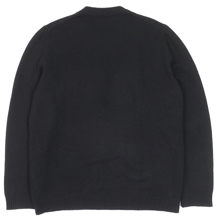 Great FENDI knit long sleeve knit sweater Black neon yellow cashmere mens 54