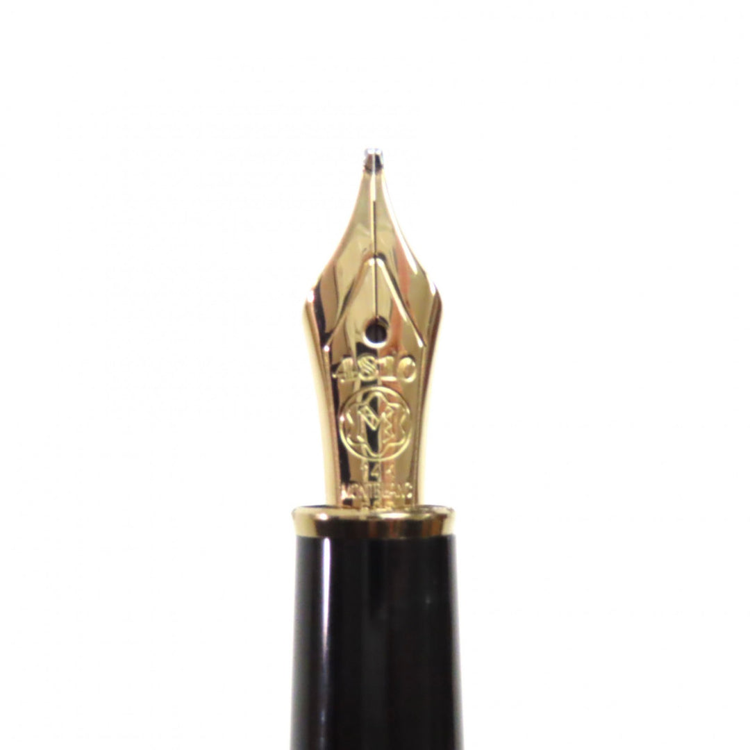 Great MONTBLANC fountain pen Meisterstck Classic white star Black gold 14K mens